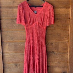 Never worn "Stretchy" Rabbit-Rabbit-Rabbit deep peach colored Size 8 lacey dress